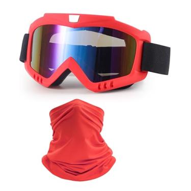 Imagem de immoono Óculos de bicicleta suja com máscara facial, óculos de motocicleta ATV motocross esqui capacete de corrida, lentes coloridas com armação vermelha