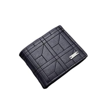 Imagem de Carteira masculina curta com design dobrável de couro macio para vários cartões, carteira casual para uso diário