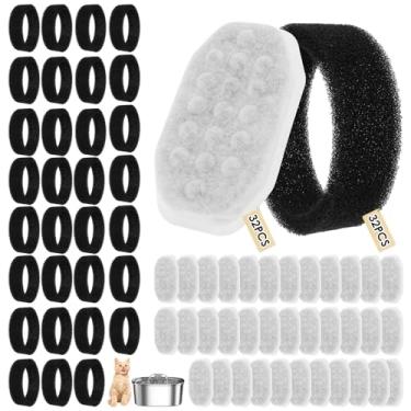 Imagem de Pacote com 64 filtros de substituição para fonte de água para gatos e kit de esponja, compatível com Neareal/Rellaty 3,2 L, fonte de aço inoxidável - filtro de água para animais de estimação de