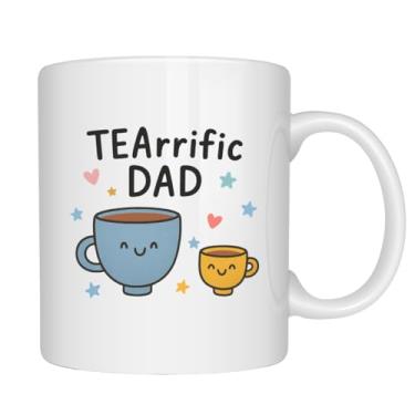 Imagem de EZCLASSY - Caneca TEArrific Dad – Caneca de café fofa para o dia dos pais, aniversário, presentes de agradecimento, caneca de cerâmica de 325 ml para pai de crianças, design divertido de xícara de chá