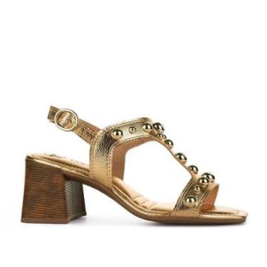Imagem de Sandália Tanara de Salto Bloco Metalizada T8636-Feminino