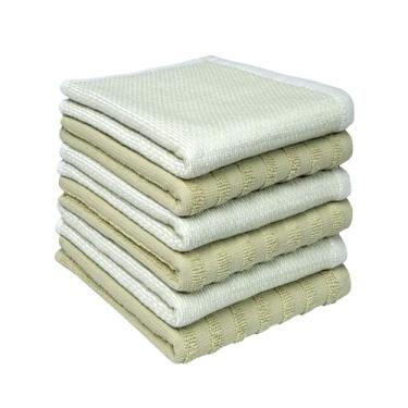 Imagem de Panos de prato premium Bumble 33 cm x 33 cm (pacote com 6) | 100% algodão fiado natural | 400 g/m2 | Altamente absorvente e macio | Conjunto de panos de prato felpudos tingidos com fios e tingidos