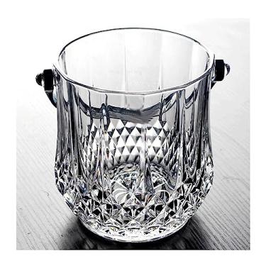 Imagem de Balde de gelo Balde de vinho transparente banheira de bebida redonda com alças, garrafa de cerveja portátil, refrigerador de champanhe, refrigerador para festa, bar, casa, barril LCE de 1L