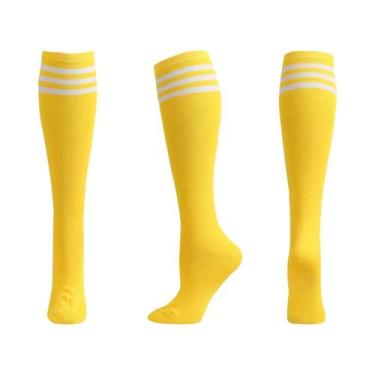 Imagem de Meias De Compressão Unissex Até O Joelho, Antiderrapantes, Listradas, 