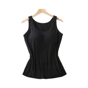 Imagem de Camiseta Regata Feminina Ajustada Com Sutiã Embutido Casual Camiseta S