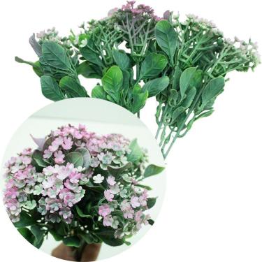 Imagem de Kit 6 Plantas Kalanchoe Artificiais Flores Rosa Jardim 30cm