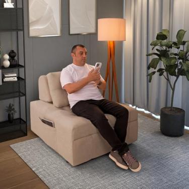 Imagem de Puff Cama Cozy Retratil 3 Em 1 Sala/Quarto Revestimento em Bouclê Cor Chocolate Casa Imperial