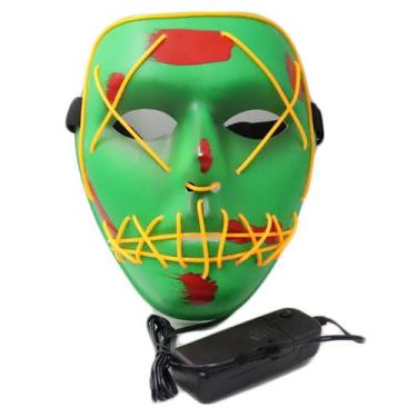 Imagem de Máscara purga traje de cosplay luminoso LED de rosto inteiro assustado