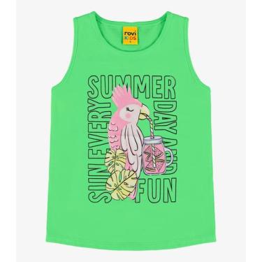 Imagem de Regata Infantil Feminina Rovi Kids Verde, 10, Verde