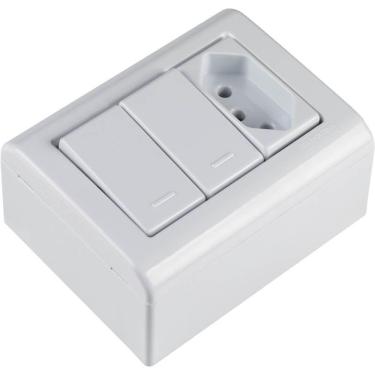 Imagem de Caixa de Sobrepor com 2 Interruptores Simples E 1 Tomada 2p+t de 10 Ampères E 250 Volts Lizflex Bran