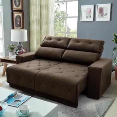 Imagem de Sofá Retrátil Reclinável Belga 2,00m Suede Velut Marrom Molas No Assento