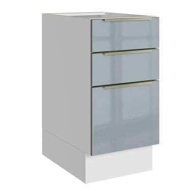Imagem de Balcão De Cozinha 40 Cm 3 Gavetas (sem Tampo) Branco/cinza Lux Madesa Branco/cinza