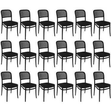 Imagem de Kit 18 Cadeiras de Jantar Roma para Sala e Cozinha - ALL BLACK - Magaz