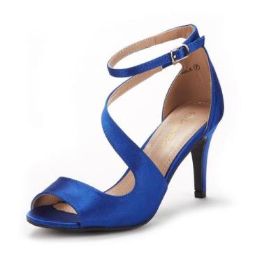 Imagem de Sandália DREAM PAIRS NILE Cetim Azul Royal 37 BR