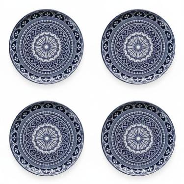 Imagem de Kit Jogo 4 Pratos Sobremesa Oxford Flat Malaga 20 cm em Cerâmica Decor