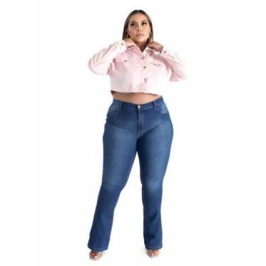 Imagem de Jaqueta Feminina Sarja Lycra Plus Rose Cropp - Razon Jeans, G3, Rose