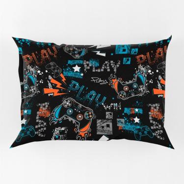 Imagem de Porta Travesseiro Fronha Avulsa Estampada Game Win 70cm X 50cm - Digital Juvenil Infantil Decorativo Gamer Geek Nerd