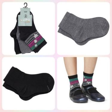Imagem de Kit com 3 Pares de Meia Infantil Cano Médio Lupo 2680-089, 0923, 02 - 