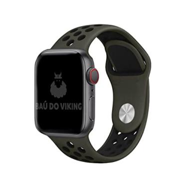 Imagem de Pulseira Silicone Furos, compatível com Apple Watch (Militar Preto, 38/40/41 Grande)