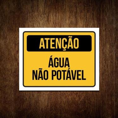 Imagem de Placa De Sinalização Amarela Atenção Água Não Potável 27X35