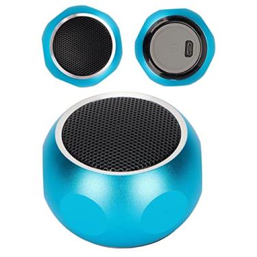 Imagem de Mini alto-falante Bluetooth, pequeno sem fio USB 300mAh portátil metal 2,5h pequeno subwoofer estéreo leitor de música, para banheiro, festa, bicicleta, carro (azul)