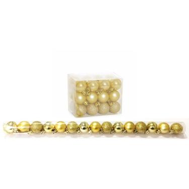 Imagem de Kit 15 Mini Bolas Natal Dourada Glitter, Fosca, Lisa 3cm - Master Christmas