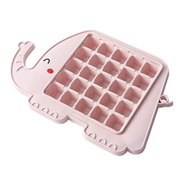 Imagem de Bandeja de cubo de gelo 25 grade molde de silicone de gelo bandeja de gelo doméstico faça você mesmo máquina de sorvete pastelaria silicone molde de cubo de gelo molde de cubo de gelo (cor: elefante rosa)