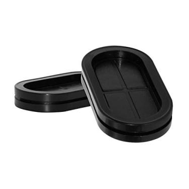 Imagem de Flyshop Argolas ovais de borracha preta, 20 x 45 mm, 13/16" x 1-3/4", plugue de borracha sintética, furo de buraco de firewall para furadeira, ilhós de fio, dupla face, 4 peças