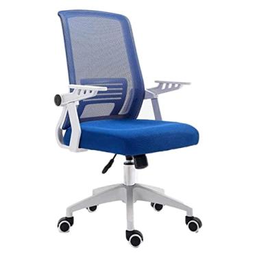 Imagem de cadeira de escritório Cadeira de jogos Cadeira giratória com encosto médio Cadeira de rede Cadeira de ergonomia Cadeira de computador Cadeira de apoio de braço Cadeira de trabalho Cadeira (cor: azul)