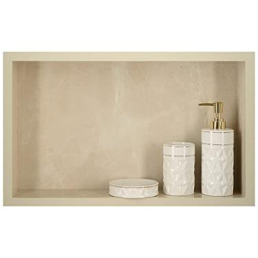 Imagem de Nicho Em Porcelanato Polido Para Banheiro Porta Shampoo Organizador Lavabo Box (Bege 50)