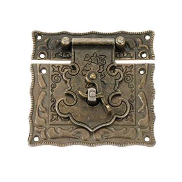 Imagem de Antique Bronze Jóias Caixa De Madeira Hasps Gaveta Travinhas Decorativas Malas De Malas Latch Buckle Fecho Móveis Hardware 84 * 81mm YYDFPIIA