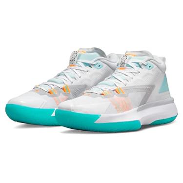 Imagem de Nike Tênis de basquete infantil Jordan Zion 1 (GS), Branco/Laranja Laser/Dinâmico, 4 Big Kid