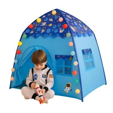 Imagem de Barraca Infantil Azul Iluminada LED Colorido Linda Toca Barraca Para Meninos E Meninas, Presente Para Meninos E Meninas, Brinquedoteca Para Casa Ao Ar Livre.
