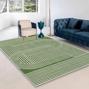 Imagem de Tapete grande, macio e fofo, verde e creme, para quarto, sala de estar, escritório, sala de estar, decoração de casa (160 x 200 cm (62 x 78 pol.)/hxx-250815001006)