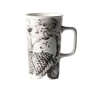 Imagem de Caneca de 500 ml, caneca de grande capacidade, padrão de personalidade, copo de bebida, cerâmico, café da manhã, copo de leite, caneca de café (cor: D)