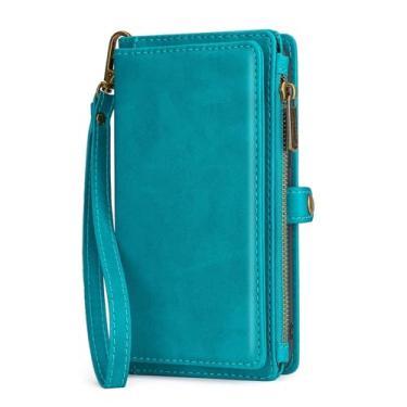Imagem de Capa de telefone de couro PU carteira para iPhone 11 12 13 14 15 Pro Max X XR XS Max 7 8 Plus SE3 Capa de bolsa portátil destacável, azul, para iPhone7Plus