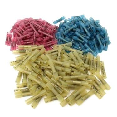 Imagem de Kit de manga de solda de terminais de crimpagem de terminais de crimpagem com isolamento térmico sortidos, 100 peças (amarelo)
