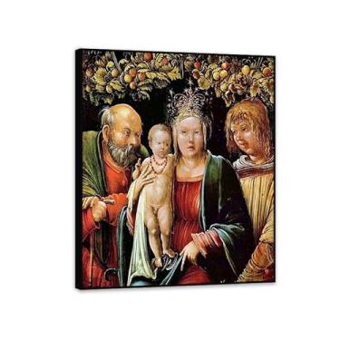Imagem de Pôster de parede Albrecht Altdorfer Sagrada Família com um anjo Giclee impressões em tela Albrecht Altdorfer decoração de parede para sala de estar quarto banheiro decoração de casa 85 x 70 cm