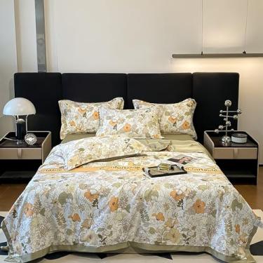 Imagem de Cobertor de luxo de verão, mantas de cama de verão, edredom leve, edredom de algodão, colcha de verão, colcha fina gelada, estampa floral, para todas as estações, 020,200 × 230 cm