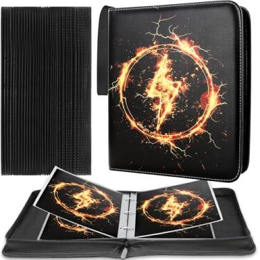 Imagem de QUBAMG Para fichário jumbo para cartões jumbo GG - pasta de álbum de coleção de cartas colecionáveis, bolso dupla face com zíper para homens, meninos, meninas e adolescentes para cartas de jogo