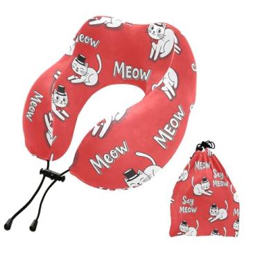 Imagem de Burbuja Almofada de pescoço de gato para viagem, almofada de viagem de espuma viscoelástica para suporte de cabeça de carro de avião dormindo, lavável na máquina e portátil