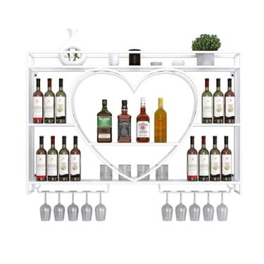 Imagem de Rack de vinho montado na parede, suporte de exibição de vinho redondo montado na parede de garrafa, display grande de 3 camadas com taças de vinho, para decoração de sala de jantar de bar doméstico