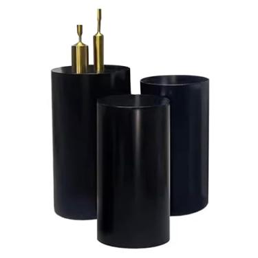 Imagem de 3 Pedestais de cilindro de metal - Pedestal de exibição de rodapé elegante para festas, casamentos e aniversários - Ideal para decoração de mesa de sobremesa e eventos