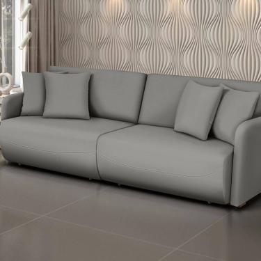 Imagem de Sofá Retrátil e Reclinável 240cm Veludo Domus Cinza