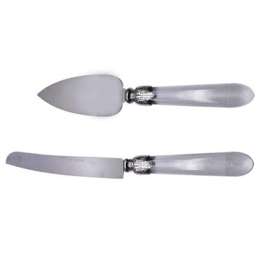 Imagem de Conjunto 2 Peças para Bolo Aço Inox Cabo Plástico Destiny Transparente