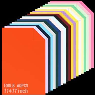 Imagem de MotiMind 60 folhas, cartolina, 28 x 43 cm, papel cartolina colorida grande, 45 kg, papel de construção, 20 cores, papel de construção, papel de impressão de cartão colorido para impressão de cartolina
