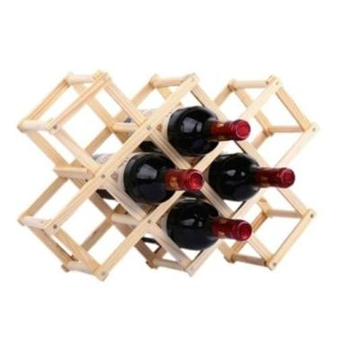 Imagem de Adega Sufe Rack para Vinhos 10 Garrafas Retrátil em Madeira Casa