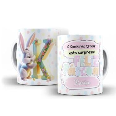 Imagem de Caneca branca Alfabeto páscoa (K)