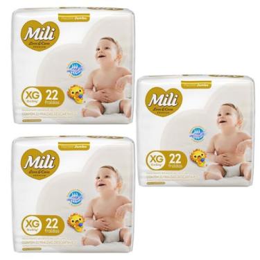 Imagem de Kit C3 Fralda Love & Care Jumbo XG C/22 - Mili
