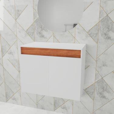 Imagem de Gabinete Banheiro Suspenso MDP 67cm 2 Portas e Tampo Superior Armário 